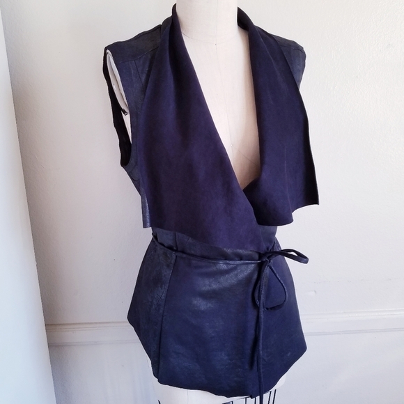 NEW | Zara Black Suede Vest +‎ Drawstring, M - Picture 1 of 12